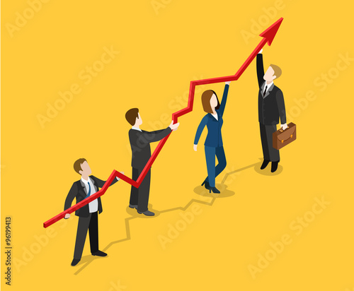 Rising graphic profit indicator growth flat 3d isometric vector