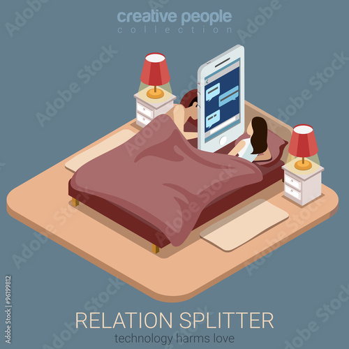 Relation splitter social internet addiction vector isometric
