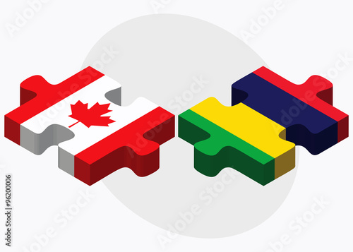 Canada and Mauritius Flags