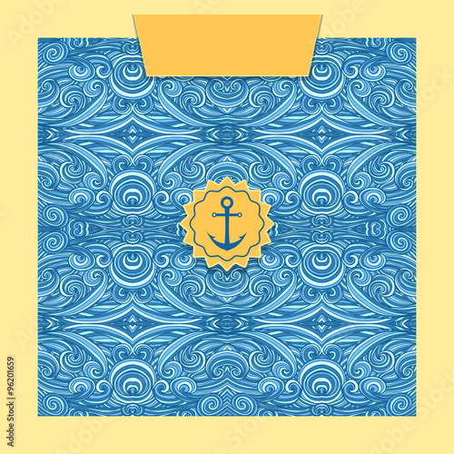 Abstract wave background with seamless pattern in  blue
