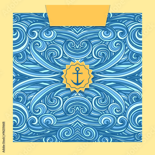 Abstract wave background with seamless pattern in  blue