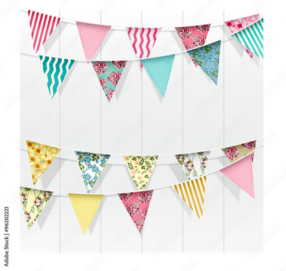 Bunting flags decoration on isolated background Bunting flags decoration on isolated background