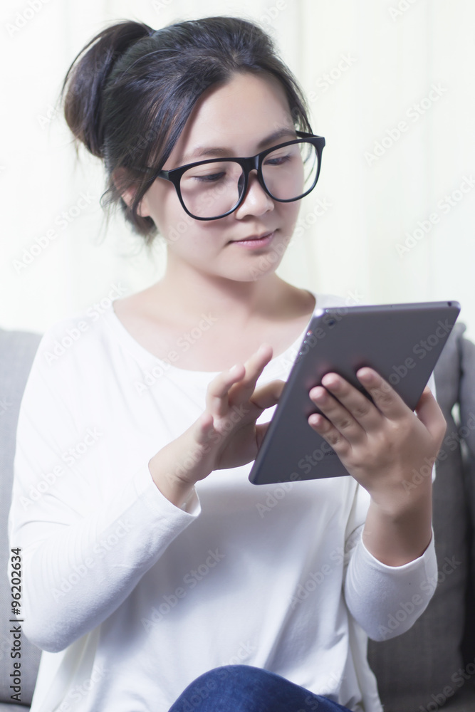 Woman use Tablet