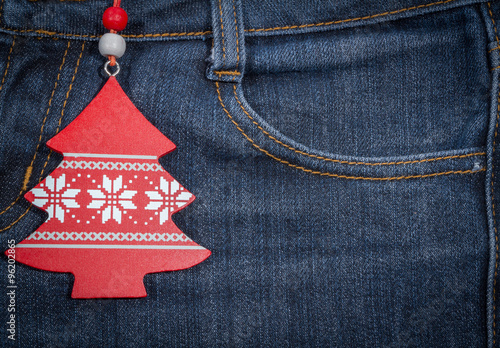 New year, Christmas background. Jeans texture photo