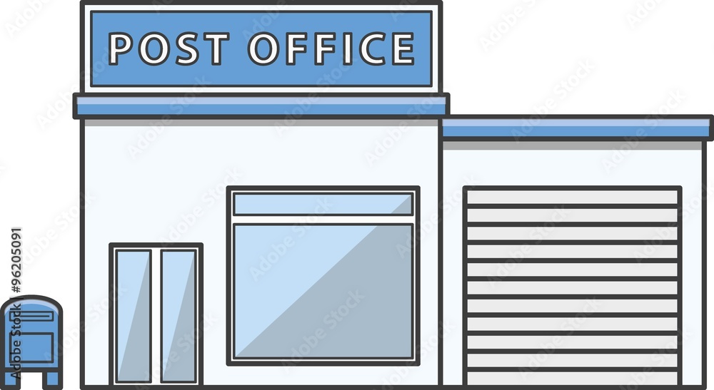 post office building Doodle Illustration cartoon Stock Vector | Adobe Stock