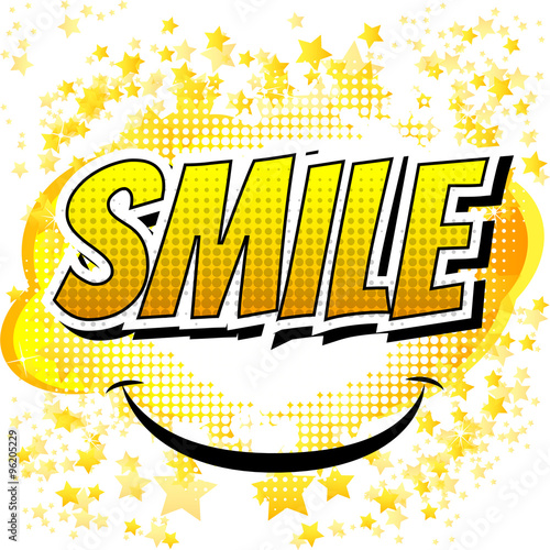 Fototapeta Smile - Comic book style word on comic book abstract background.