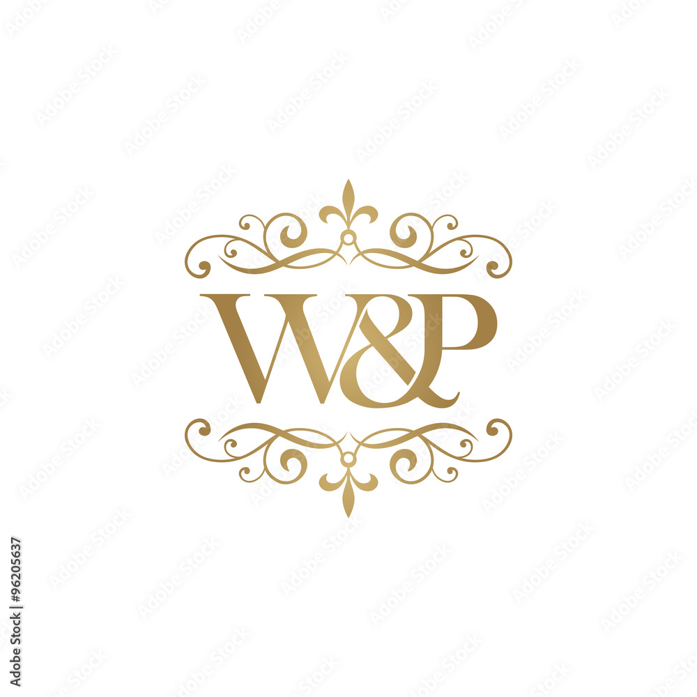 W&P Initial logo. Ornament ampersand monogram golden logo Stock Vector