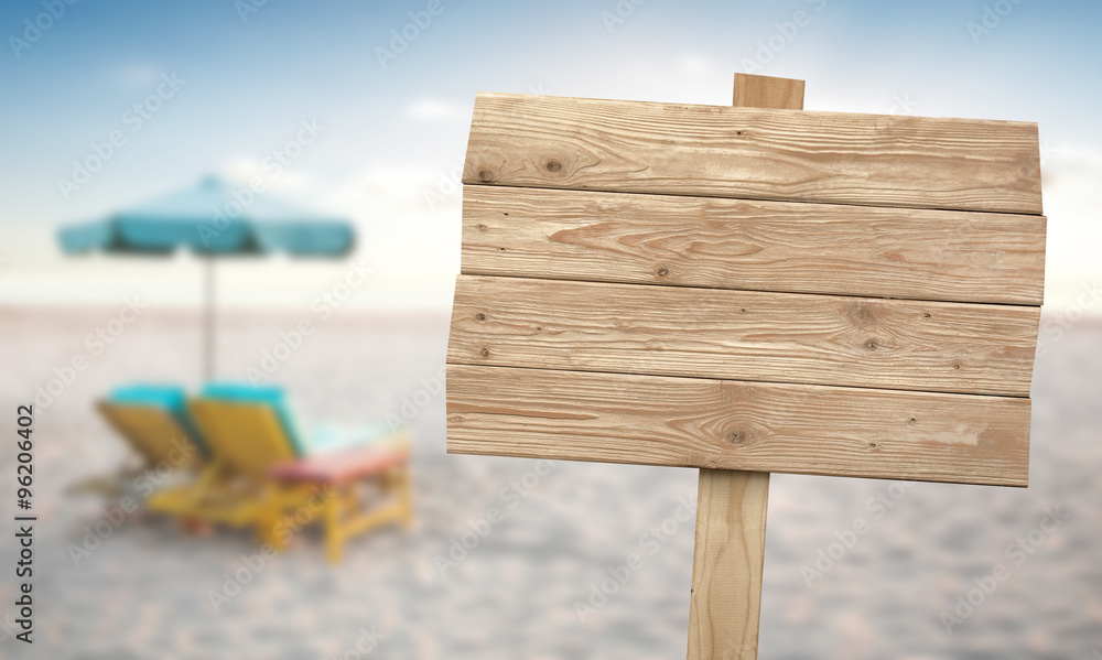 Obraz premium Vintage rustykalny drewniany znak na plaży