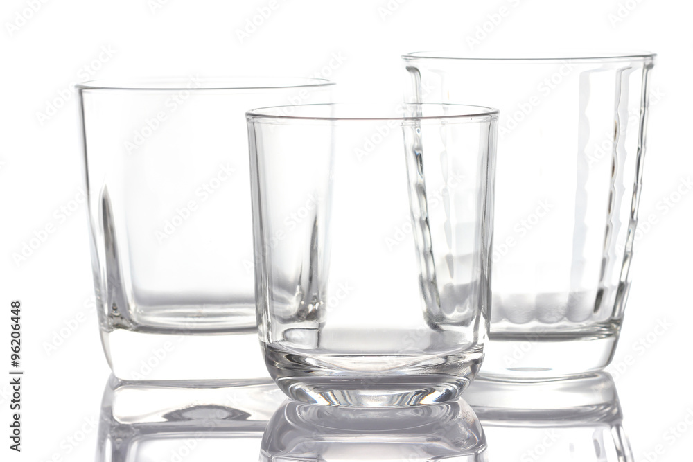 Empty drinking glass cup on white background. Empty drinking glass cup on white background.
