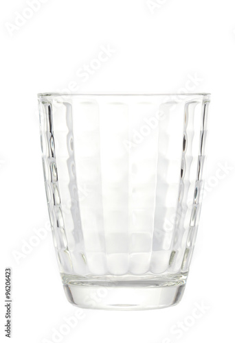 Empty drinking glass cup on white background.