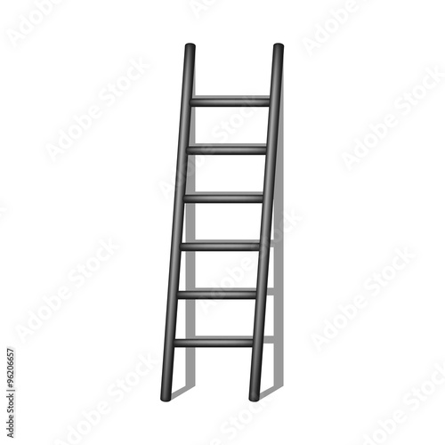 Wooden ladder in black design with shadow