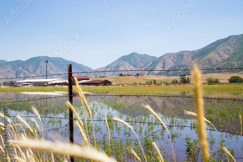 mountains reflection Utah farm land
