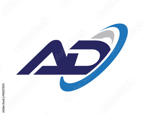 AD Letter Swoosh Technology Logo