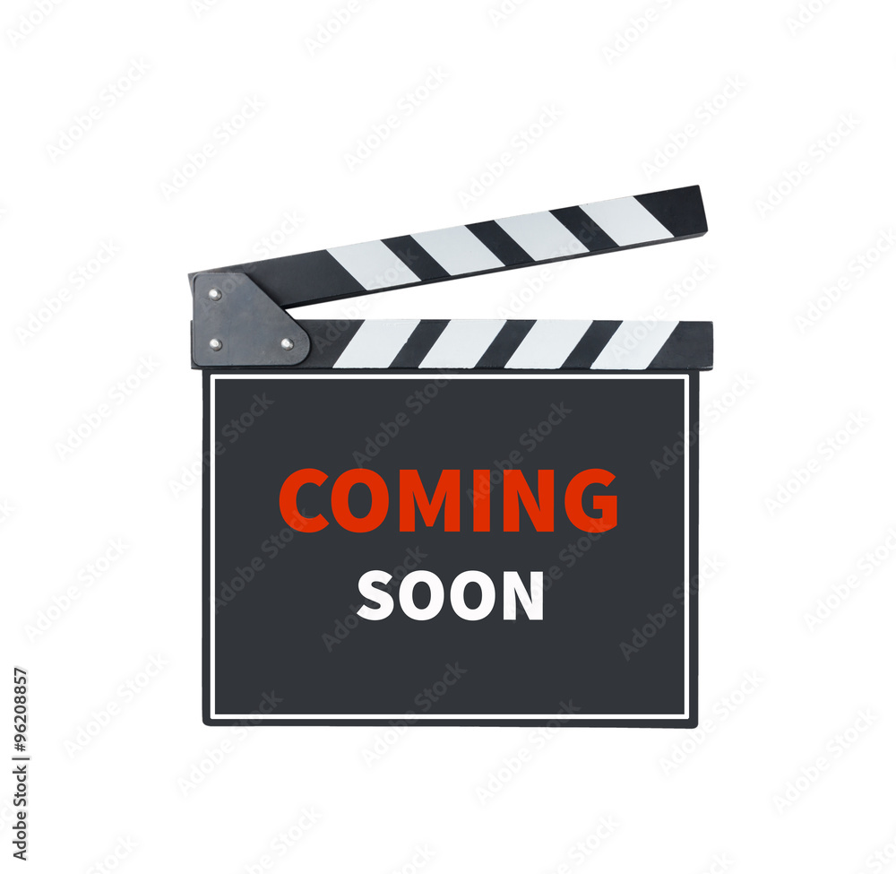 COMING SOON, message on slate film  with clipping path