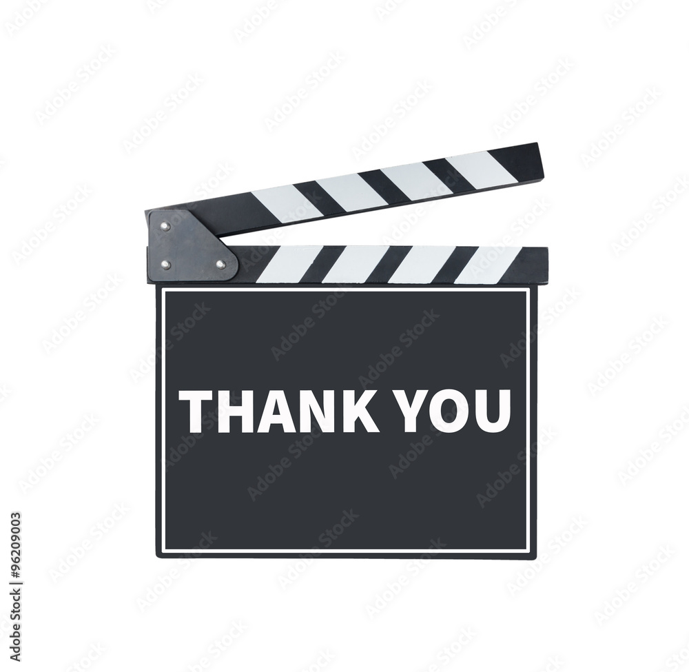 THANK YOU, message on slate film with clipping path
