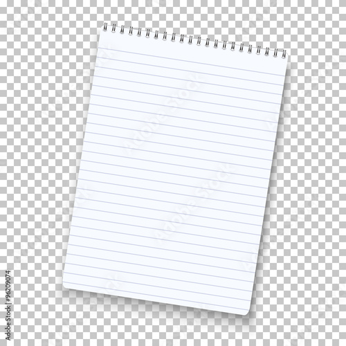 Photorealistic Vector Notepad Isolated on Transparent Background