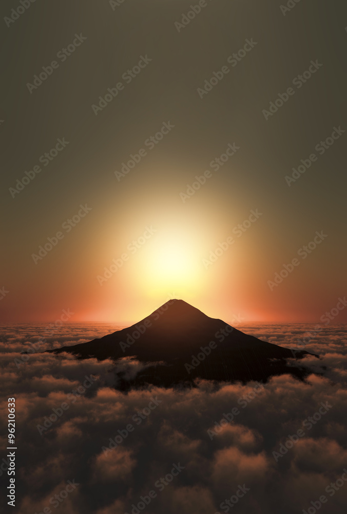 日の出と富士山
