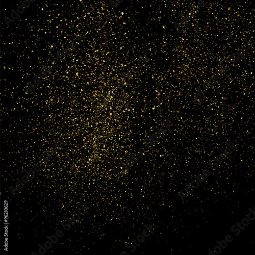 Gold glitter texture on a black background. Golden explosion of confetti. Golden grainy abstract  texture on a black  background. Design element. Vector illustration,eps 10.