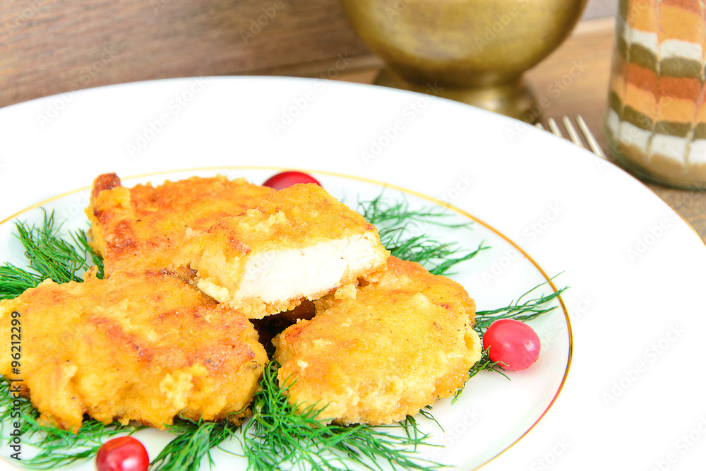 Breaded Chicken Fillet with Herbs and Cranberries. Breaded Chicken Fillet with Herbs and Cranberries.