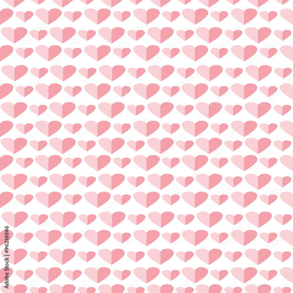 Seamless vector pattern, symmetrical shadeless background with pink hearts Seamless vector pattern, symmetrical shadeless background with pink hearts