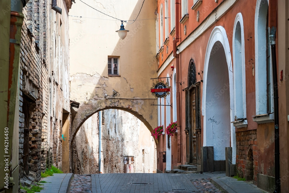 Passage in downtown in Vilnius, capital of Lithuania