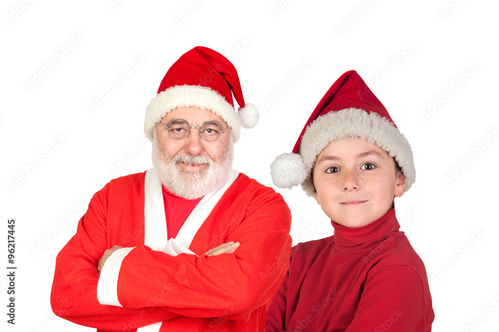 Santa Claus with a little apprentice Santa Claus with a little apprentice