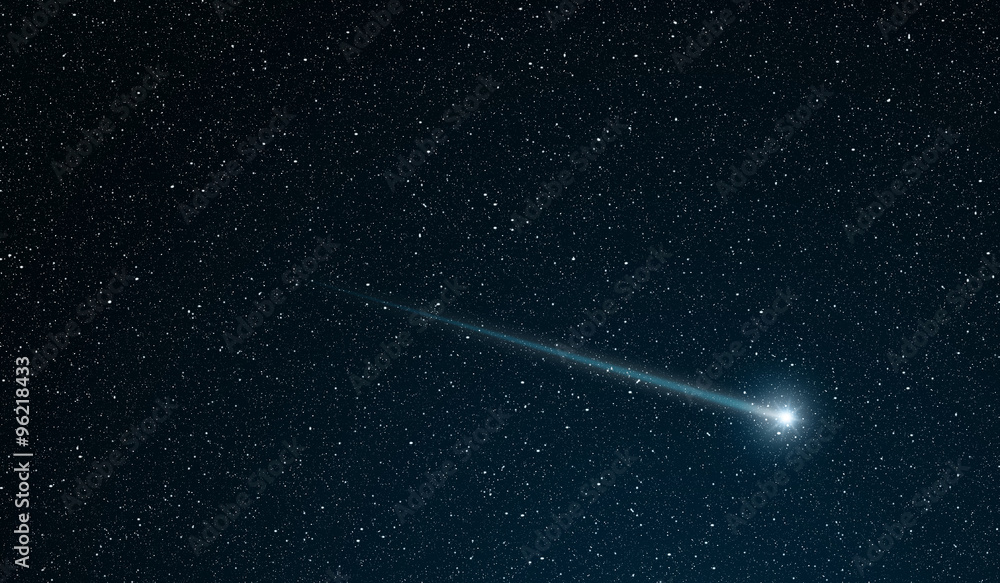 Obraz premium spadająca gwiazda biegnąca przez pole gwiazd