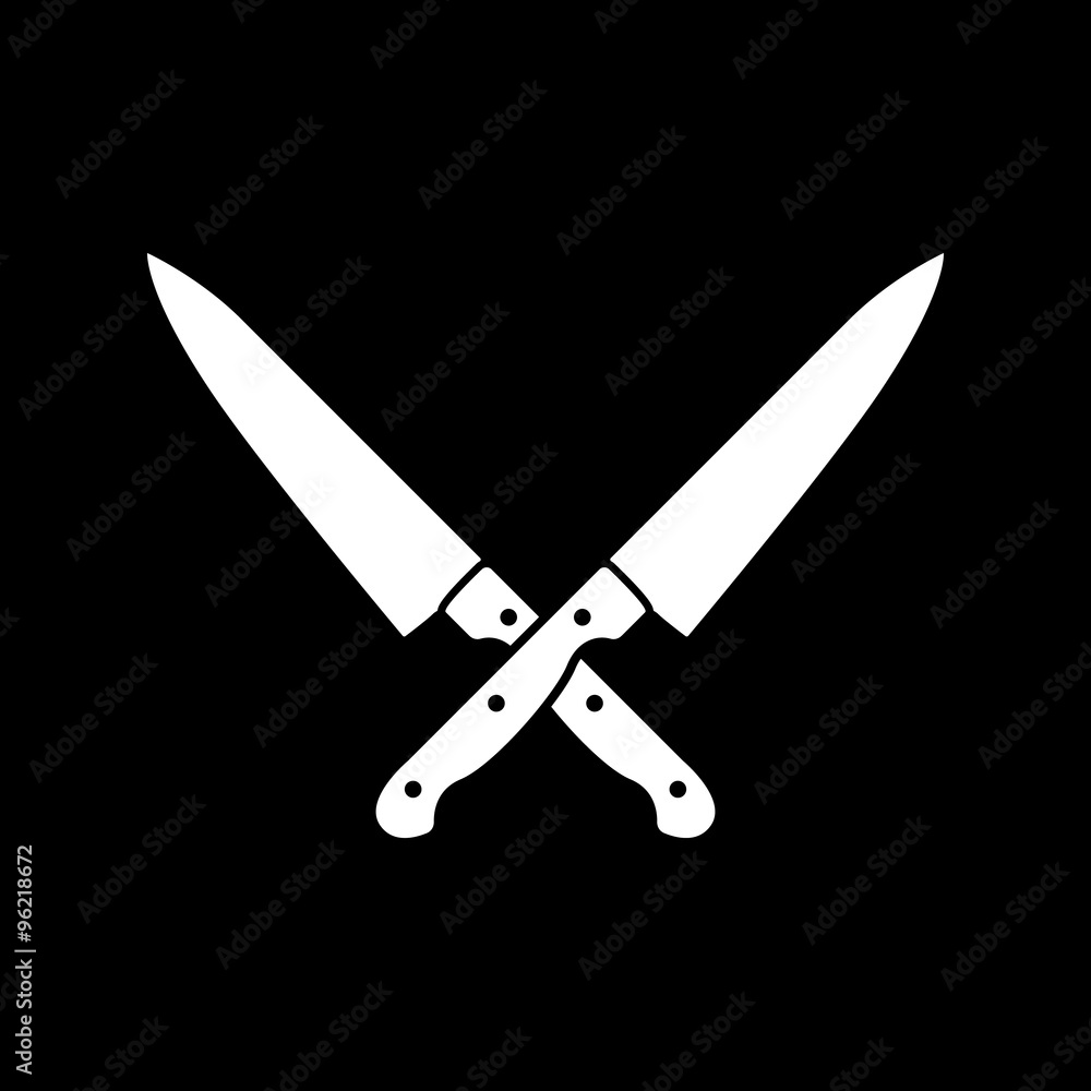 The crossed knives icon. Knife and chef, kitchen symbol. Flat The crossed knives icon. Knife and chef, kitchen symbol. Flat