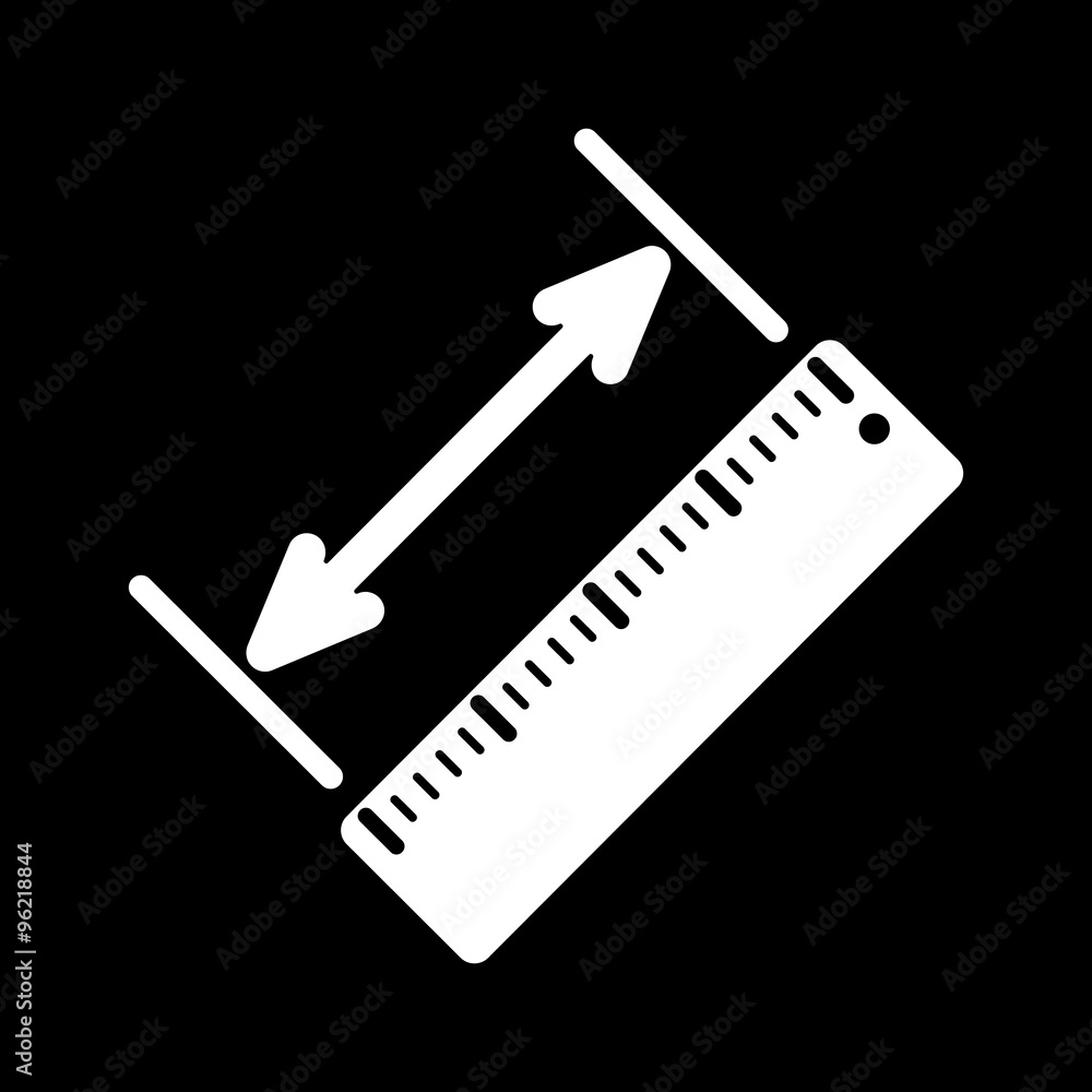 The diagonal measurement icon. Ruler and straightedge, scale symbol. Flat The diagonal measurement icon. Ruler and straightedge, scale symbol. Flat