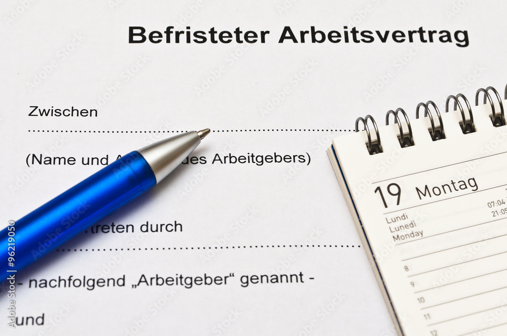 befristeter Arbeitsvertrag StockFoto Adobe Stock