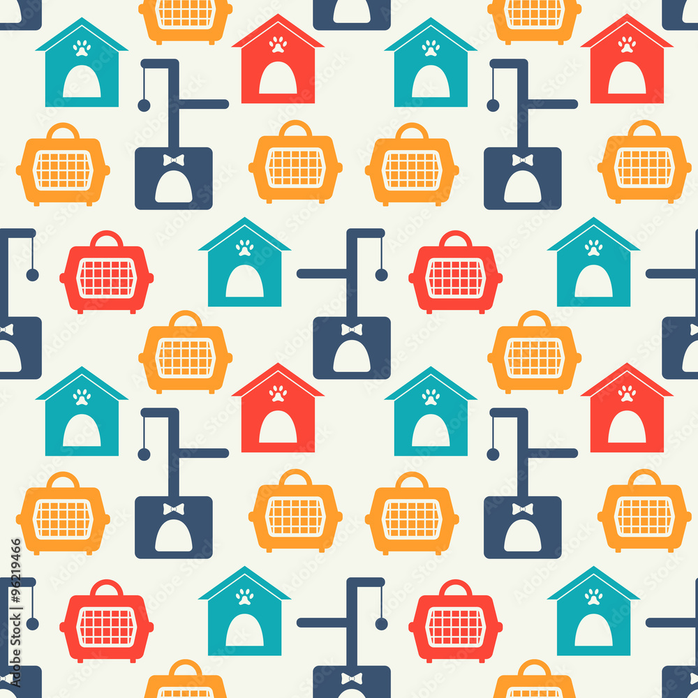 Fototapeta premium Animal seamless pattern of cat silhouettes.