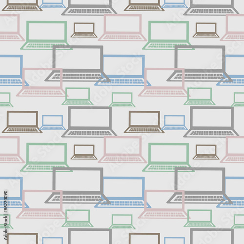 Vector seamless pattern, symmetrical pastel shadeless background with notebook