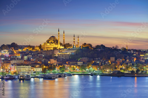 Istanbul. Image of Istanbul with Suleymaniye Mosque during sunset.