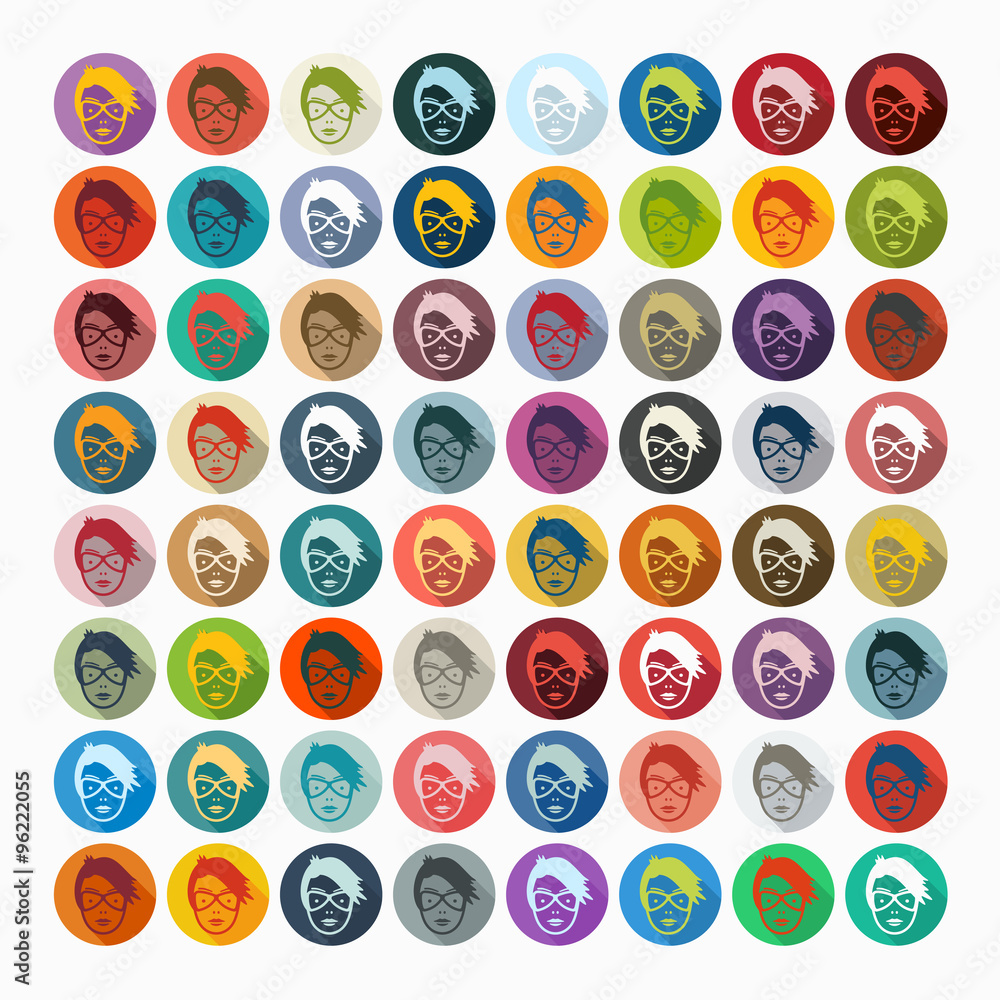Flat design: face girl Flat design: face girl