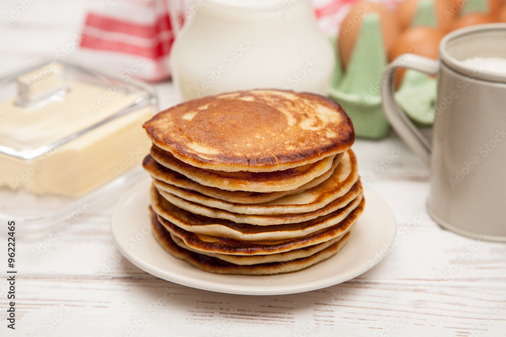 High pile of delicious pancakes High pile of delicious pancakes
