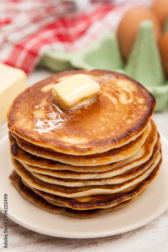 High pile of delicious pancakes High pile of delicious pancakes