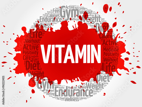 VITAMIN circle stamp word cloud, fitness, sport, health concept