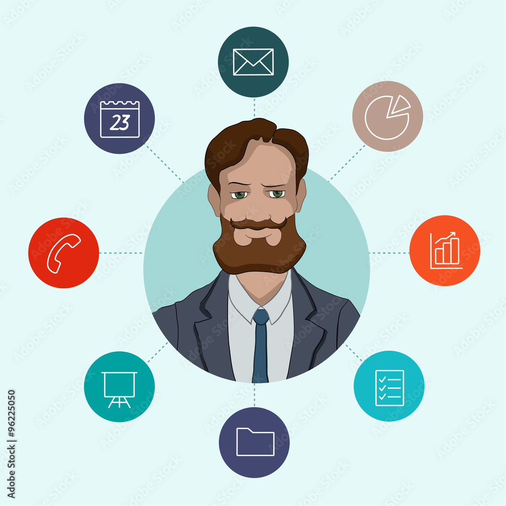Favorite tools for working managers and business analysts. Infographic about office work - cloud computing and sharing documents Favorite tools for working managers and business analysts. Infographic about office work - cloud computing and sharing documents