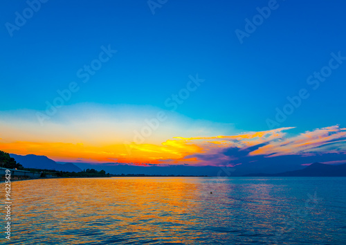 Slika na platnu beautiful sea sunset at evoikos gulf in central Greece
