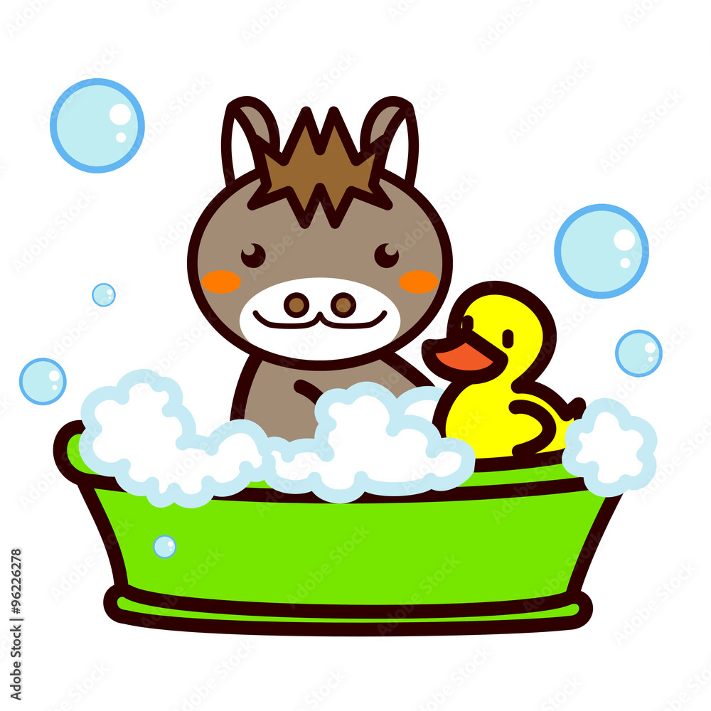 お風呂に入る動物シリーズ Stock Illustration Adobe Stock