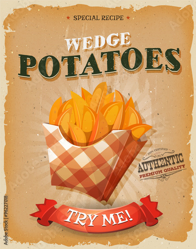 Grunge And Vintage Wedge Potatoes Poster