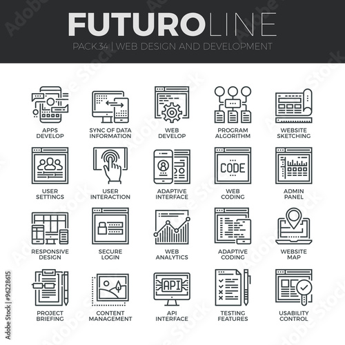 Web Development Futuro Line Icons Set