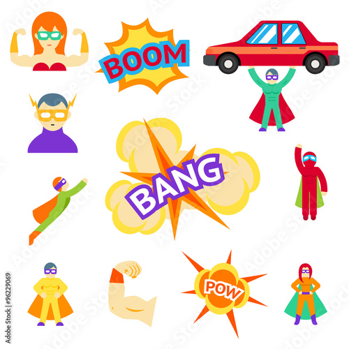 Super hero flat icons characters