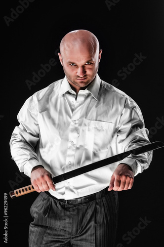 man with a Japanese sword