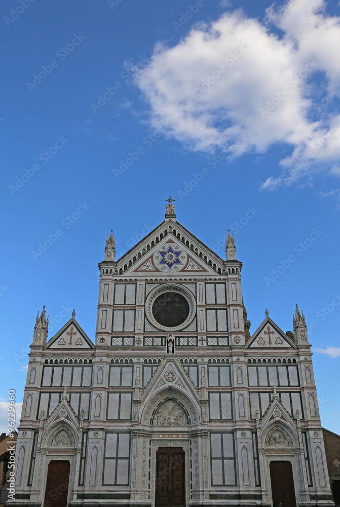 facade of ancient Church called Santa Croce in Florence