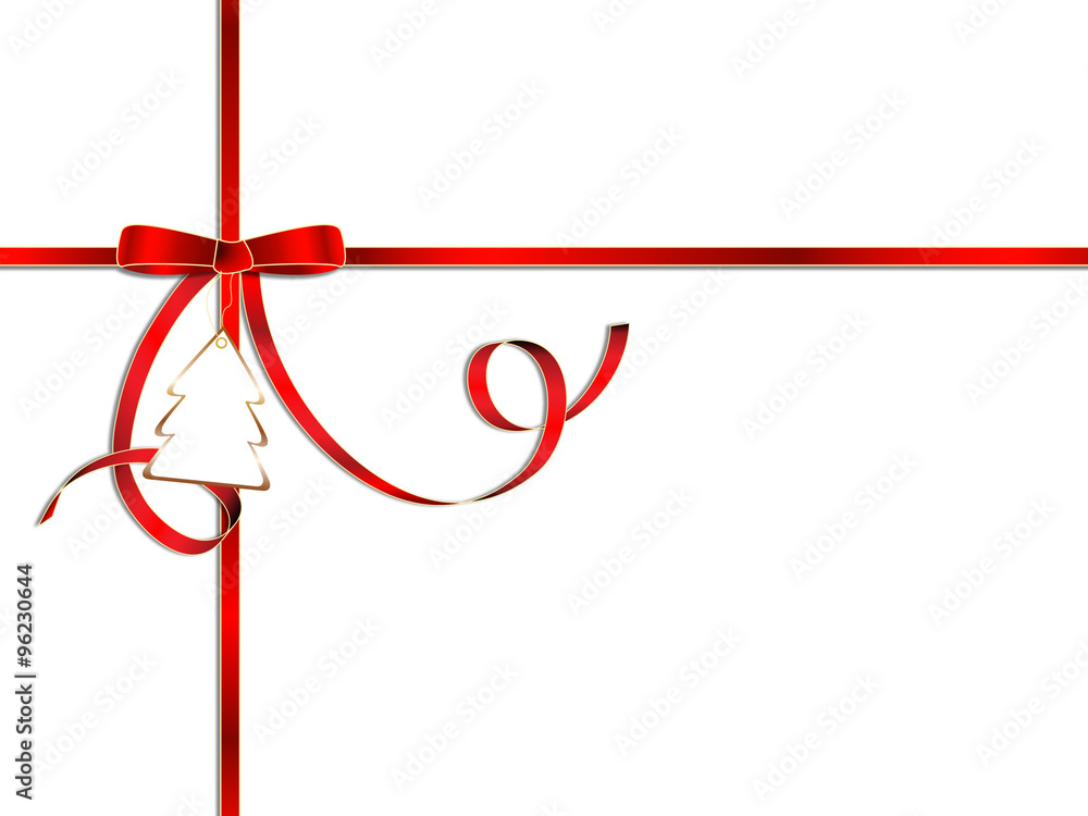 festliche rote Geschenkschleife mit Baumanhänger festliche rote Geschenkschleife mit Baumanhänger
