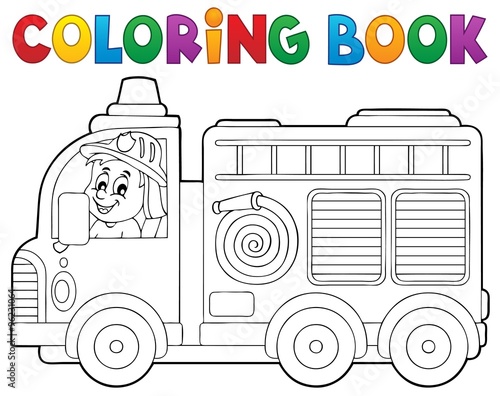 Coloring book fire truck theme 2