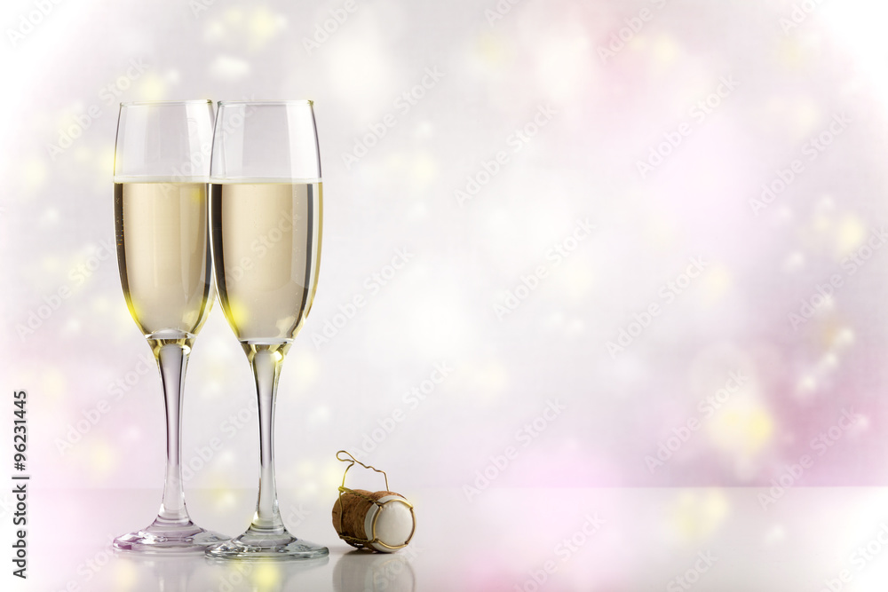 Two champagne glasses with copy space Two champagne glasses with copy space