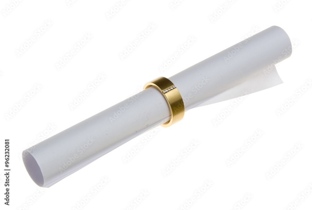 Fototapeta premium Dokument mit Ring (Ehevertrag)