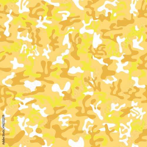 Seamless yellow, white and orange military camouflage pattern for desert disguise - Vector and illustration